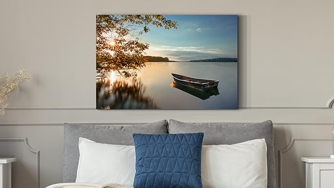アメリカ風景画 トレー Amazon.com: the stream design Lake Landscape Canvas Wall Art
